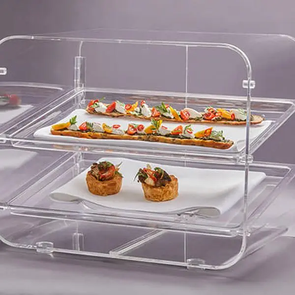 Rosseto BD145 Lucid Large Square Shape Baked Goods Line Bakery Box with 2 Trays - 18.5x15x15 in, Baking Utensils Storage Solution
