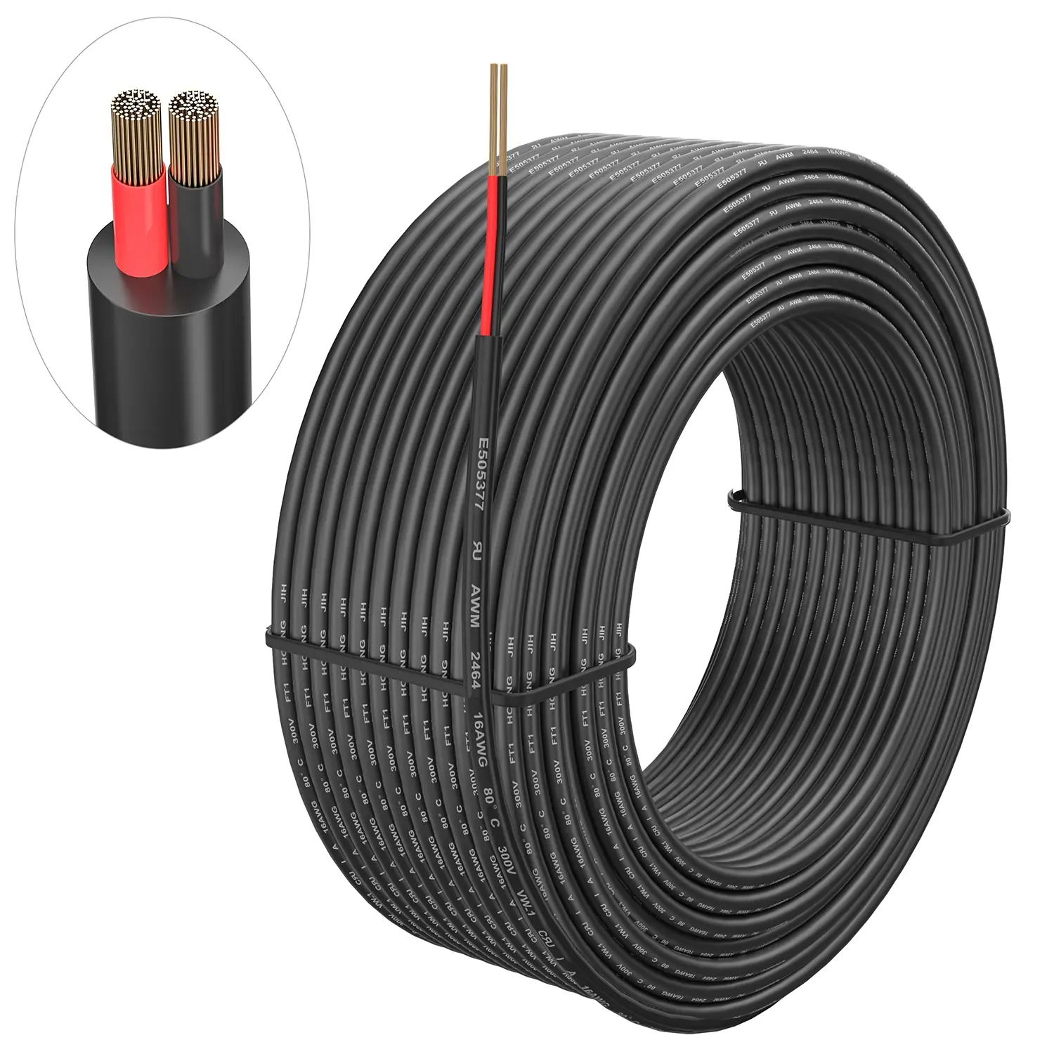 TUOFENG 16 Gauge Wire 2 Conductor Electrical Wire, 20 ft 16 AWG Wire Stranded PVC Cord, 12V Low Voltage/Oxygen-Free Copper/Flexible/16/2 Wire for Automotive Wire LED Strips Lamp Lighting Marine