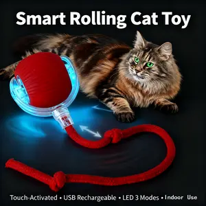 Smart Interactive Cat Ball Toy – USB Rechargeable, Touch-Activated Rolling Ball with LED Lights for Indoor Cats & Kittens