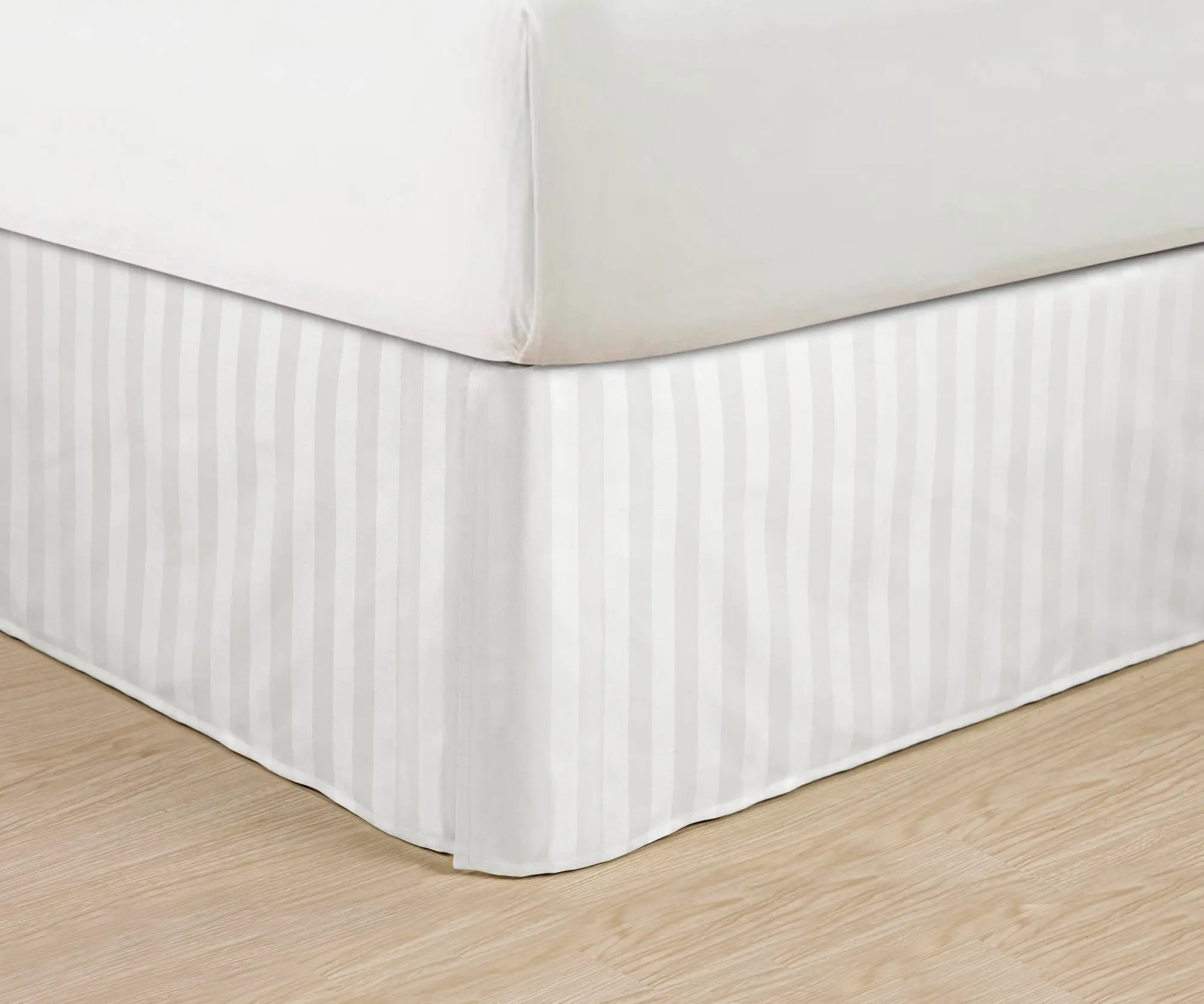Mocassi Pleated Stripe Bed Skirt - 1-Piece, 14in Drop, Hotel Premier Tailored Finish, Box Spring Protection, Hidden Storage, Bedroom Decor for California King Beds
