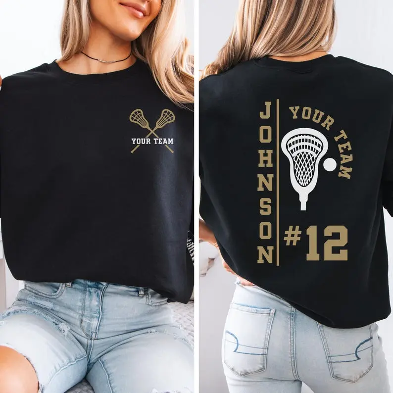 Custom Lacrosse Shirt, Lacrosse Mom Tee, Lacrosse Hoodie, Lacrosse Dad Sweatshirt, Personalized Lacrosse Top, LAX Player Hoodie