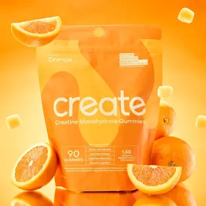 Create Creatine Monohydrate Gummies for Men & Women, Boost Focus, Strength, and Endurance - Orange, 90 ct -Supplement, Dietary Healthcare Vitamin Fitness