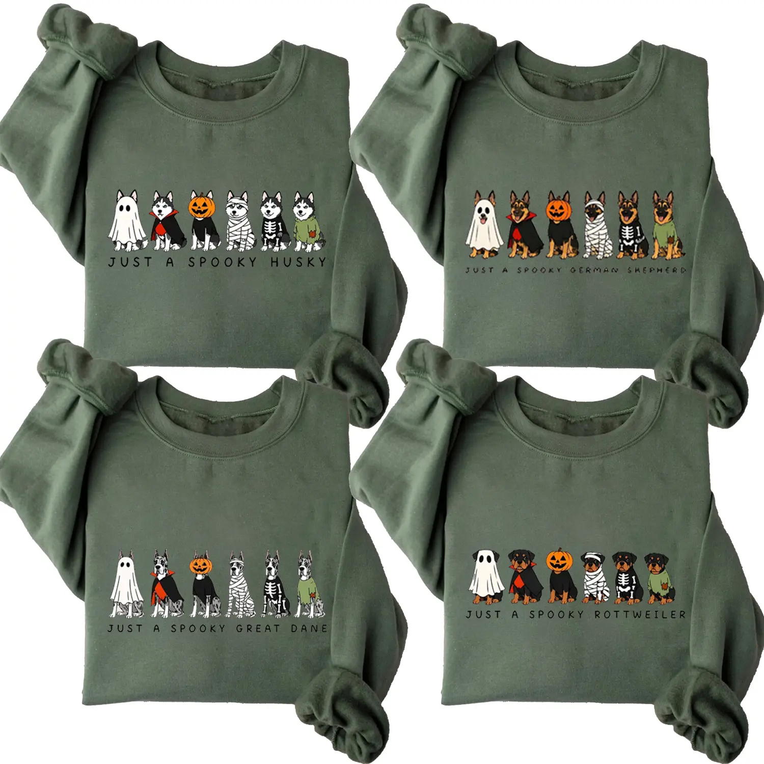 Spooky 30+ Dog Breeds Halloween Sweatshirt, Cute Funny Dog Graphic Crewneck, Vintage Unisex Sweatshirt for Men Women, Halloween Gift for Dog Lovers
