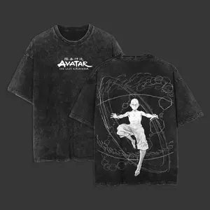 Retro Vintage Limited Aang - The Last Air Nomad - The Avatar Anime Double Printed  Washed Tee Unisex Oversize Anime Manga Acid Washed Lightweight Cotton T-Shirt, Gift For Anime Fan, Anime Lover