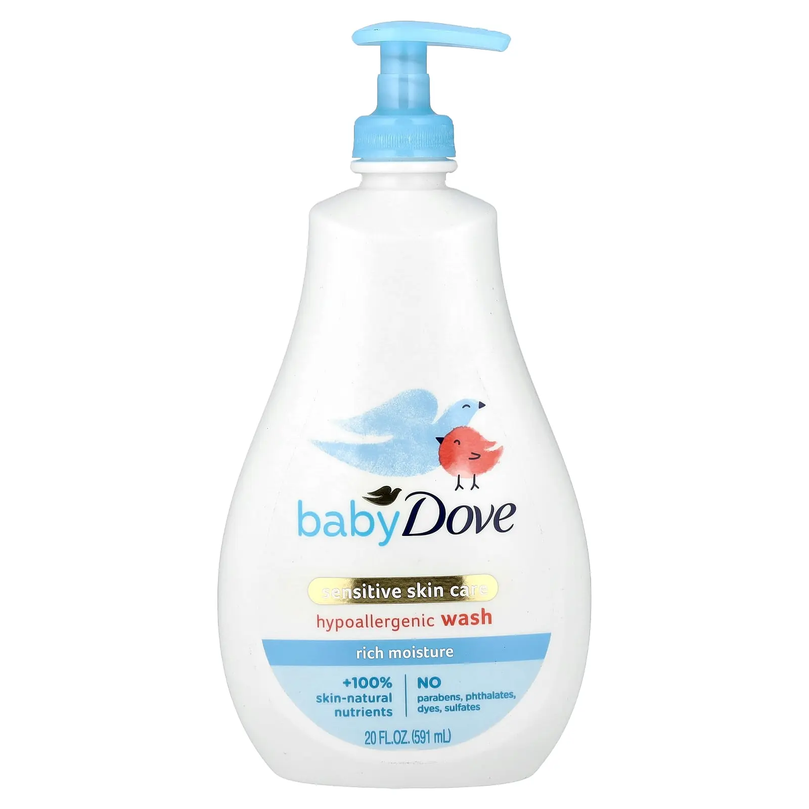 Dove Baby, Sensitive Skin Care, Hypoallergenic Wash, Rich Moisture, 20 fl oz (591 ml)
