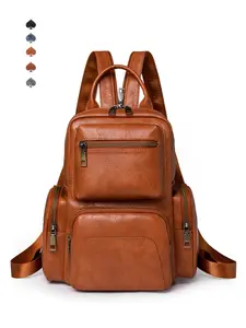 Vintage PU Small Backpack, Outdoor Leisure Travel Crossbody Bag, Women's New Two-In-One Shoulder Bag, Fashionable and Durable, Multi-Pocket Design