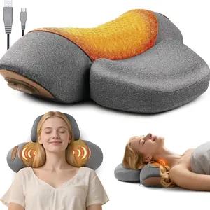Electric Cervical Neck Traction Pillow with Heat Therapy & Vibration Massage, Ergonomic Spine Support Pillow for Neck Pain Relief, Adjustable Height Neck Stretcher Pillow for Sleeping, Back & Shoulder Relaxation
