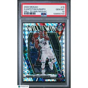 2020 Panini Mosaic Will To Win #15 Giannis Antetokounmpo – PSA GEM MT 10