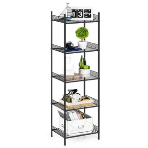 Wire Shelving Unit Metal Storage Shelf Free Standing Storage Rack,5 Tier Shelving Unit, Wire Organisation Racking Shelves for Pantry Kitchen Livingroom Bathroom Office, 41*32*145 CM