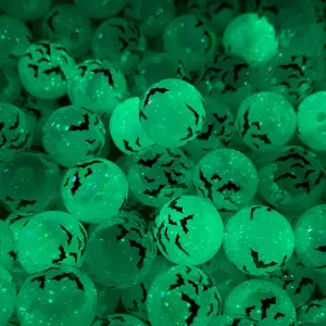 H2-Halloween Spirit Glow 16mm Beads 20pk for Jewelry Making Customizable Designs Unique Patterns Durable Acrylic Beads for Pen Keychain Projects Solid Green Halloween Design