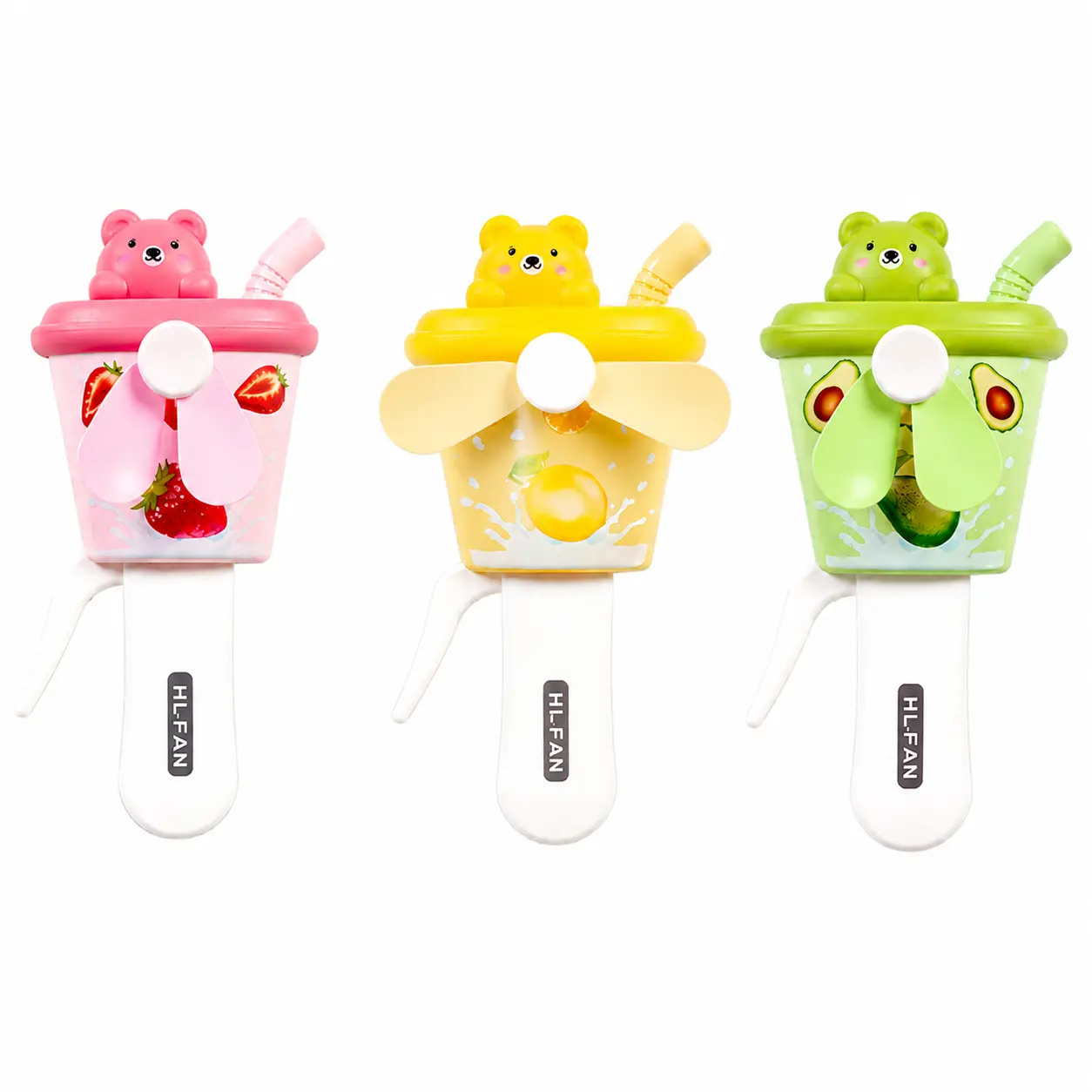 Cute Boba Fruit Cup Handheld Mini Fan - Manual Hand-Press Portable Fan, No Battery Needed, Kawaii Summer Cooling Stress Relief Toy for Kids, Stress Relief Toys