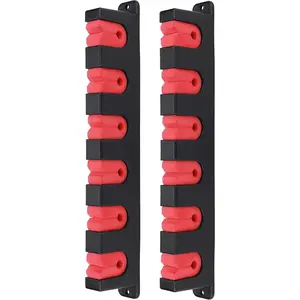 Wall-mounted Fishing Rod Rack Holders, 6-Rod Storage Racks for Garage & Boat, 1 Pair Red Fishing Pole Holders