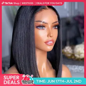 West Kiss Ready Go Pre Cut Glueless Bob Wig Straight Lace Front Human Hair Wig Pre Bleached Pre Plucked With Baby Hair DealsForYouDays