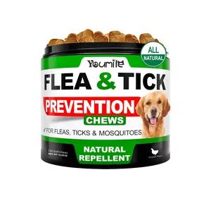 2025 New! Natural Flea & Tick Prevention Chews for Dogs - 120 Soft Chews, Made in USA, Safe Defense Against Fleas, Ticks, Mosquitoes ，Vitamins & Supplements
