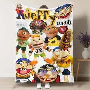 UVVUVV - Jeffy Puppet Collage Blanket - Iconic SML Characters Pattern, Soft Plush Fleece Throw, Perfect for SuperMarioLogan Fans, Couch Bed Decor, Ideal Gift for Kids and SML Lovers