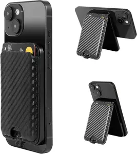 MagSafe Wallet with Adjustable Stand Magnetic Phone Card Holder for iPhone 16/15/14/13/12 Series Leather RFID Blockin ID Window Fit 6 Cards