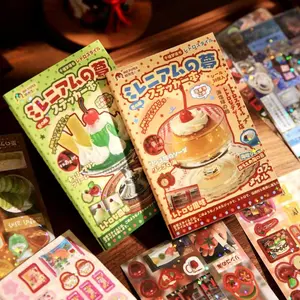 60 pieces of old fashioned wind cut film sticker book Japanese ins style dessert theme coated paper self adhesive DIY notebook decoration scrapbook notepad material sticker book