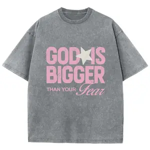 God Is Bigger Than Your Fear Unisex Washed T-Shirt, Christian Jesus  t shirts, Vintage 90s Graphic Tee Gift Womenswear Top Cotton