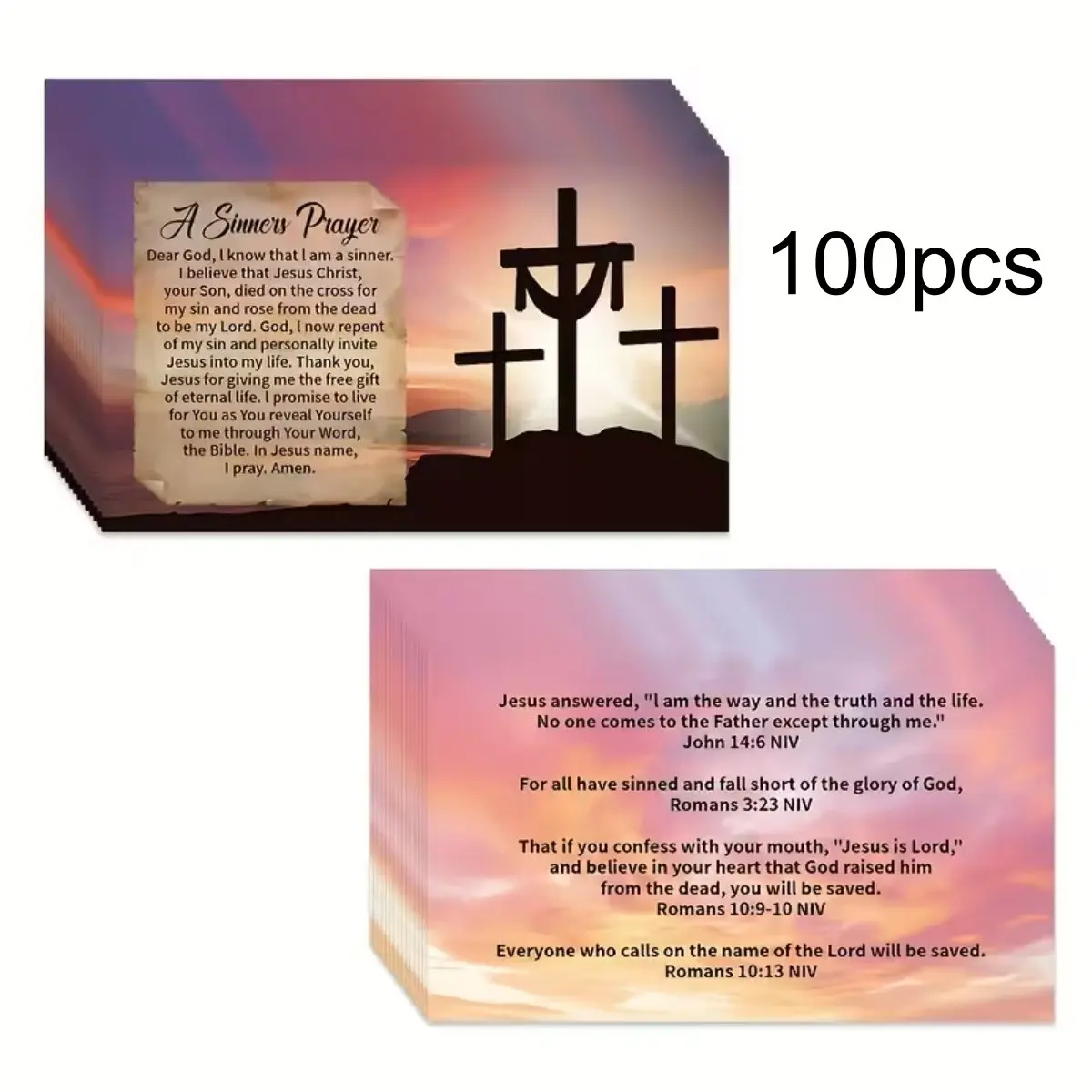 100pcs Salvation Prayer Cards / Inspirational Bible Verse Cards / Positive Message Card / Quote Cards — Pocket-sized Gospel Tracts Cards for prayer and salvation，Suitable for Wallet Planners, Bookmarks, And Christian Gift