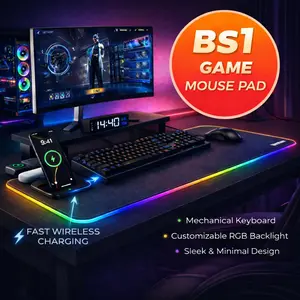 RGB Gaming Mouse Pad with Magnetic Wireless Charging, 15W Fast Charger Desk Mat, Waterproof Extended Mousepad for Laptop, Office, Home & Gaming Setup