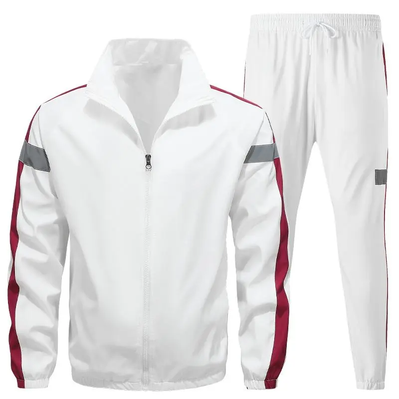 Men's 2-Piece Athletic Tracksuit Set, Fitted Color Block Sweatsuit with Zipper Hoodie & Joggers for Biking and Daily Wear, Sweatsuit Set Outfit, Mensfashion, Casual, Machine Washable, Pants, Sporty Sports Clothing Sets