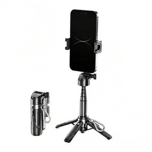 Ultra-Compact Telescopic Bluetooth Selfie Stick with Stand - Portable Cellphone Mobile Smartphone Accessory, Convenient Tech Accessory for Phones