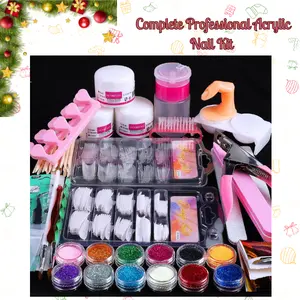 Professional Acrylic Nail Kit Set with Glitter Powders, Tips & Tools – Complete DIY Nail Art Supplies for Beginners, Perfect Christmas Gift for Women & Girls