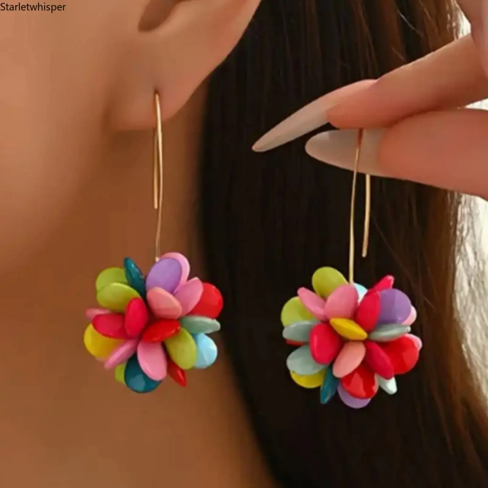 Boho Candy Colored Beaded Flower Earrings for Women, Cute Vibrant Casual Jewelry, Stylish Accessories for Daily Wear, Party & Birthday Gifts