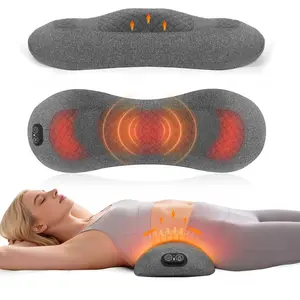 Triple Fusion Electric Lumbar Support Pillow with Adjustable Height for Bed and Chair, Back Massager with Heat, Lower Back Massager for Pain Relief, Ergonomic Lumbar Pillow with Heat Vibration Somatic Therapy Device Stomach Body Sculpting Tool
