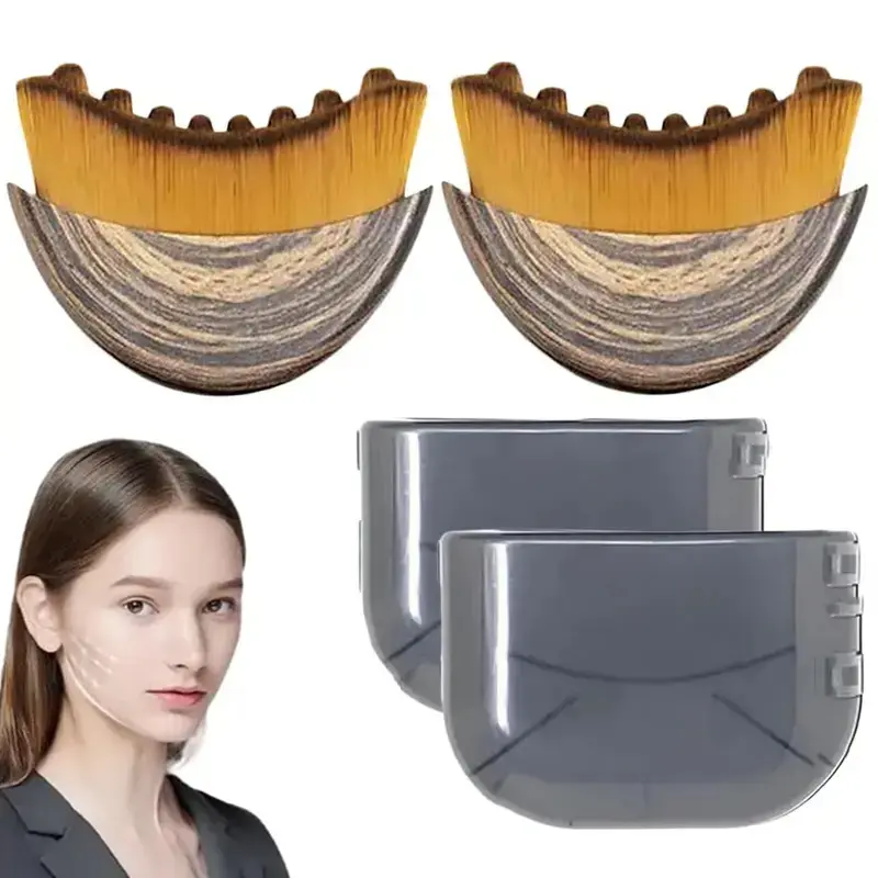 (2PCS)Lymphatic Contour Face Brush for Sculpting - Lymphatic Drainage Brush - Dry Brush for Face - Anti-Puffiness - Detox & Lift - Ergonomically Designed to Fit The Skin Precisely