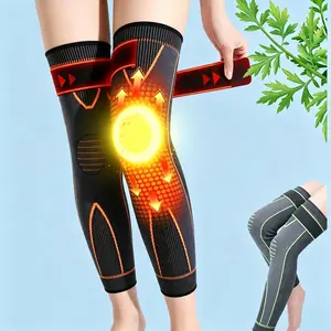 2 Pcs Full Length Mugwort Compression Knee Sleeves,Knee Protection for Warmth,Joint & Leg Support,Pain Relief for Basketball Cycling Sport