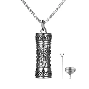 OIDEA St Michael Guardian Shield Cremation Ashes Pendant - Unisex Hypoallergenic Stainless Steel Protection Necklace, Viking Theme Costume Jewelry, Memorial Gift summerwins,summerwins