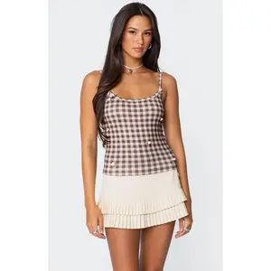 Edikted Women's Flower Field Gingham Tank Top