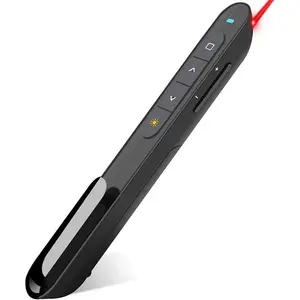 Wireless Presenter Hyperlink Volume Control Presentation Clicker RF 2.4GHz USB PowerPoint Clicker Presentation Remote Control Pointer Slide Advancer Black