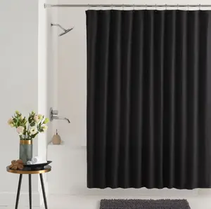 Elegant Black Mosaic Bathroom Shower Curtain 72 x 72 Polyester Fabric Water Resistant
