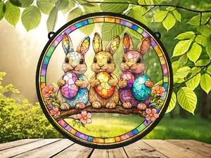 Cute Colourful Bunny Suncatcher Acrylic Window Hanging Spring Rabbit Window Decor Easter Eggs Nursery Window Decoration Bunny Gift