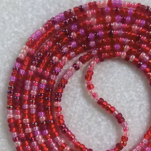 XOXO - Tie On Waist Beads - 45 to 60 inches Waistbeads - Red Waistbeads - Hot Pink Waistbeads - Valentines Day Waistbeads - Made By Venus Waistbeads