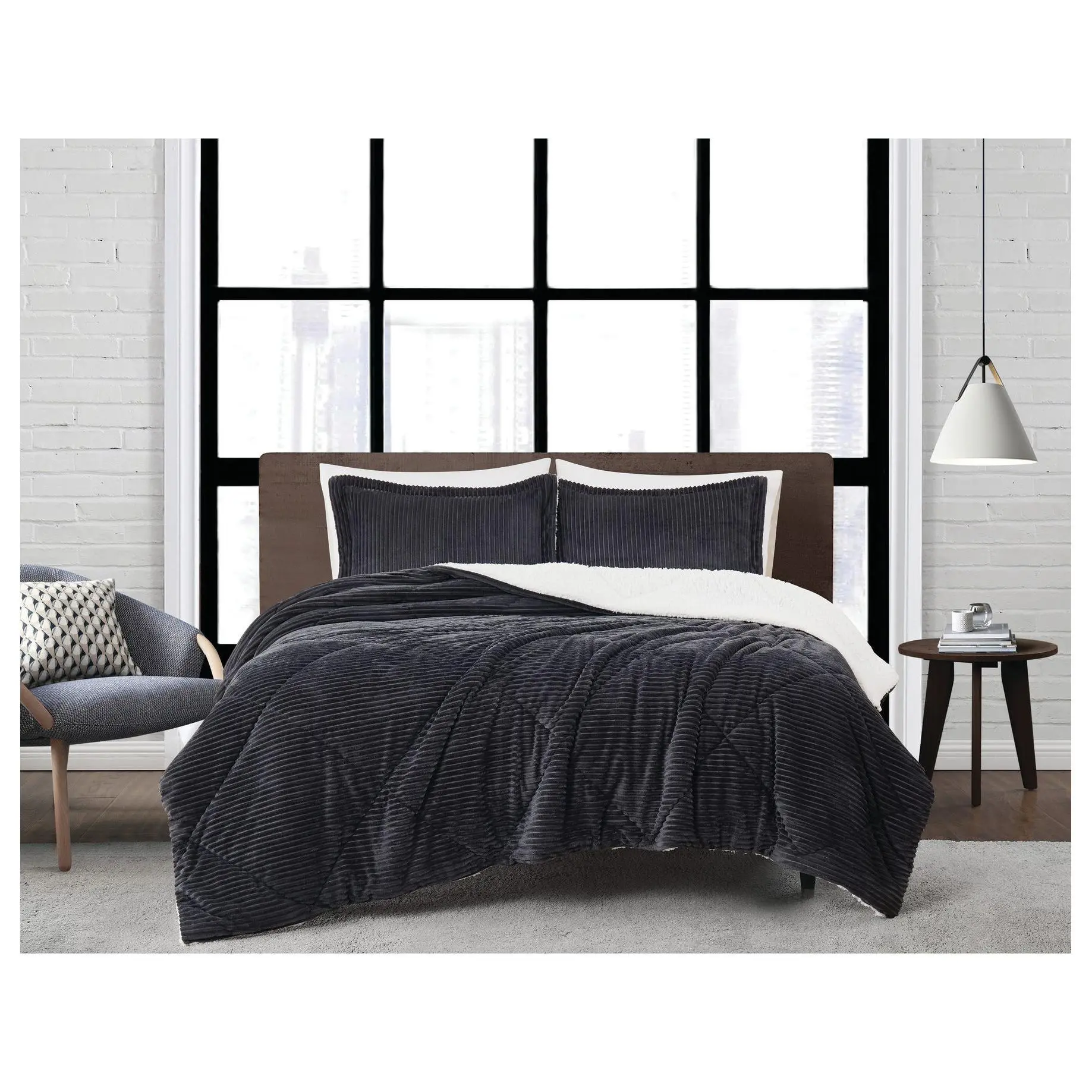 London Fog Corduroy King 3 Piece Comforter Set