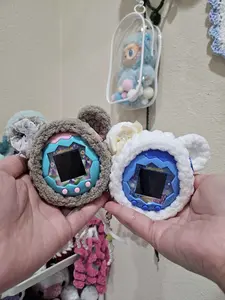 Handmade Coquette Crochet Tamagotchi Paradise Bear Ears Cover Case Super Cute Protection