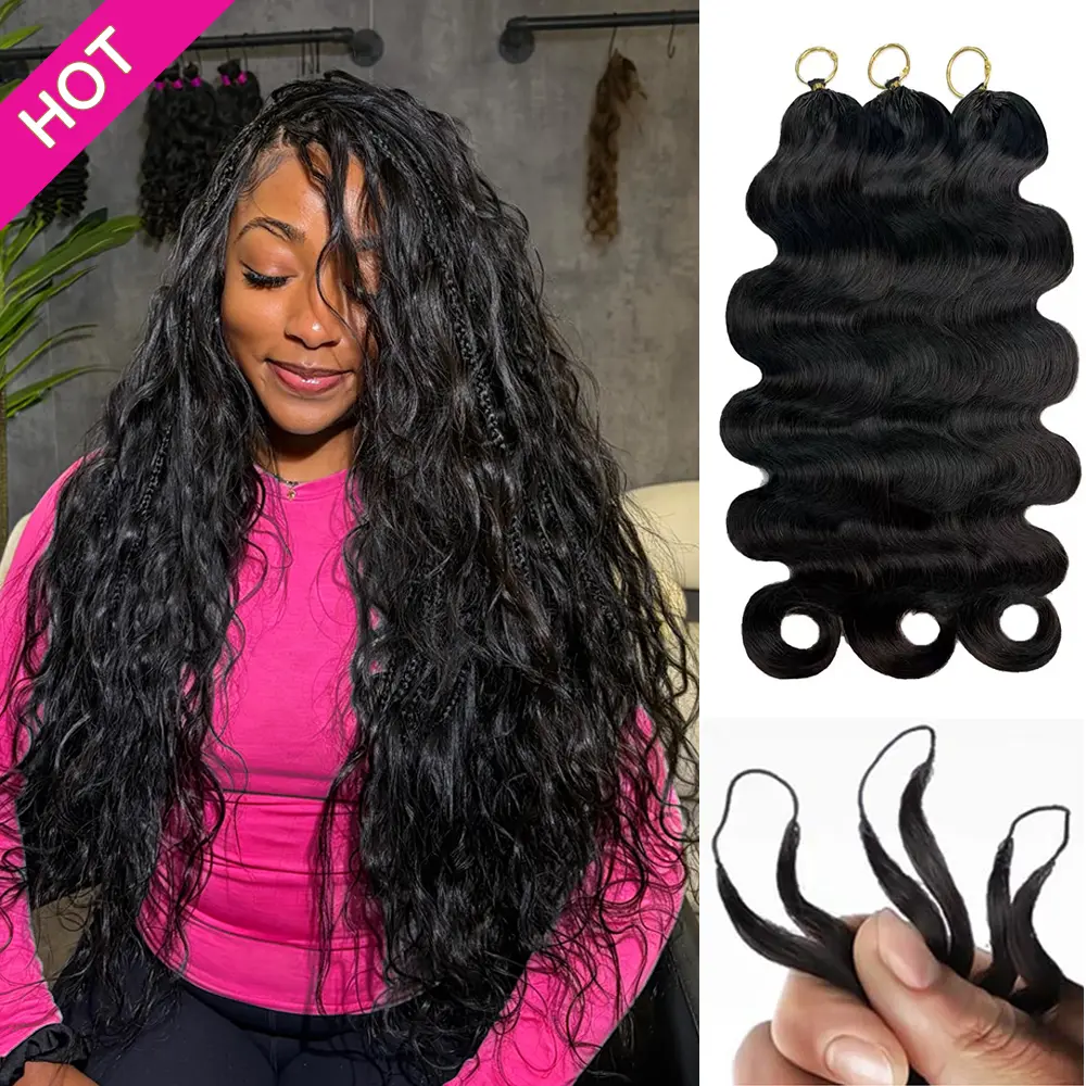 【New Color】Asakiss body wave Crochet Human Hair  #4 Chocolate Brown Highlight Honey Blonde Crochet Human Hair for Miracle Knots Knotless Pre-Separated 50g/Pack 40 Strands/Pack Time-Saving 4-5 Packs for Full Head Summer Vacation Protective Styles