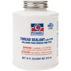 Permatex White PTFE-Based Thread Sealant (Model 80633) - 16 oz Brush Top Can, max 300°F Working Temperature, for Pipe Fittings
