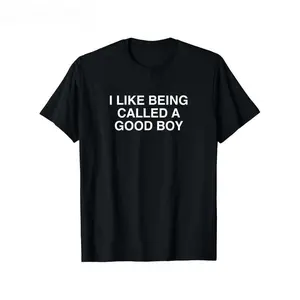 American-style high street Men's Funny "I Like Being Called a Good Boy" Graphic T-Shirt - Black Cotton Short-Sleeve Tee, Comfortable & Versatile Summer Casual Wear Menswear Top