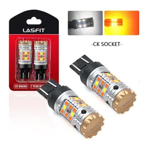 Lasfit CK Socket 7443/7444 LED Car Lights, CANBUS Error-Free Anti-Hyper Flash Switchback Dual-Color Turn Signal Blinker Bulbs, 2-Pack