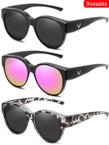 3 Piece Set Fit over Glasses for Women & Men, Comfortable Wear, Casual Eyewear, Leopard Print Sunglasses, Tinted Lenses, All Seasons Use, Trendy Casual Sunglasses
