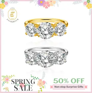 2-4ct Moissanite Three Stone Prong Engagement Ring Copper Ring Band Jewelry Perfect Birthday Engagement Wedding Anniversary Gift