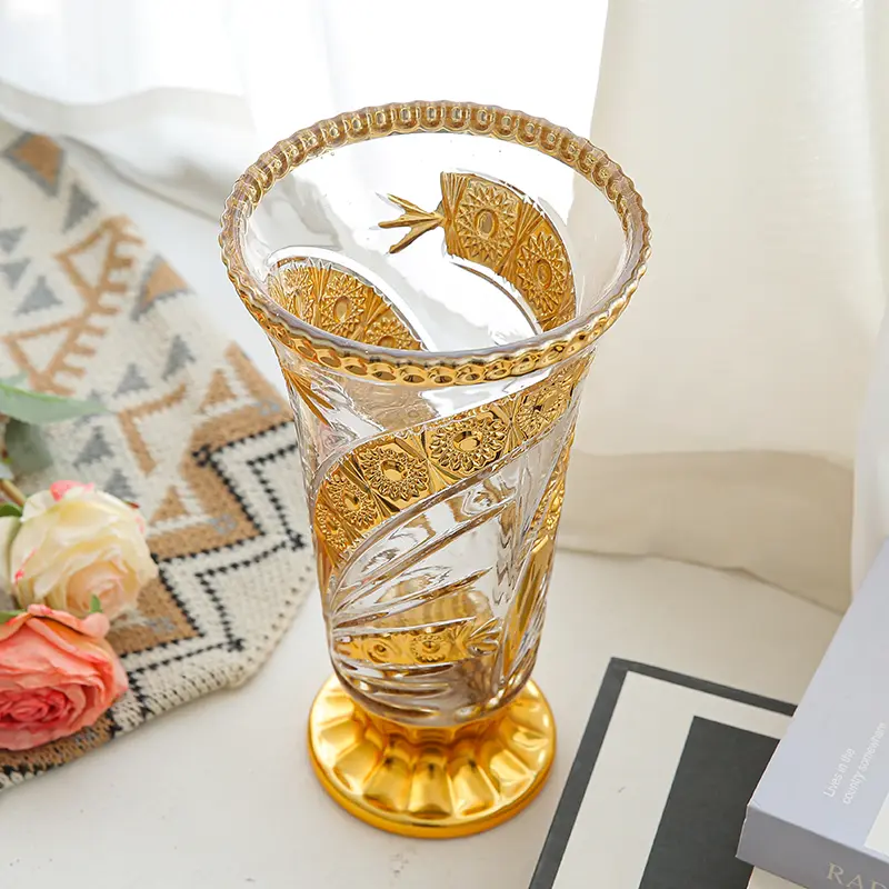 1 piece modern glass vase, bohemian style gilded decorative glass vase with fresh and dried flowers, lava lamp, Christmas decoration for living room, dining table, bedroom, balcony, minimalist decor，boho decor，Vases Geometric