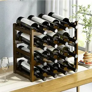Bamboo Wine Rack, 1 Count Multi-layer Wine Display Storage Rack, Desktop Wine Holder, Home Organizer for Living Room Kitchen Dining Room