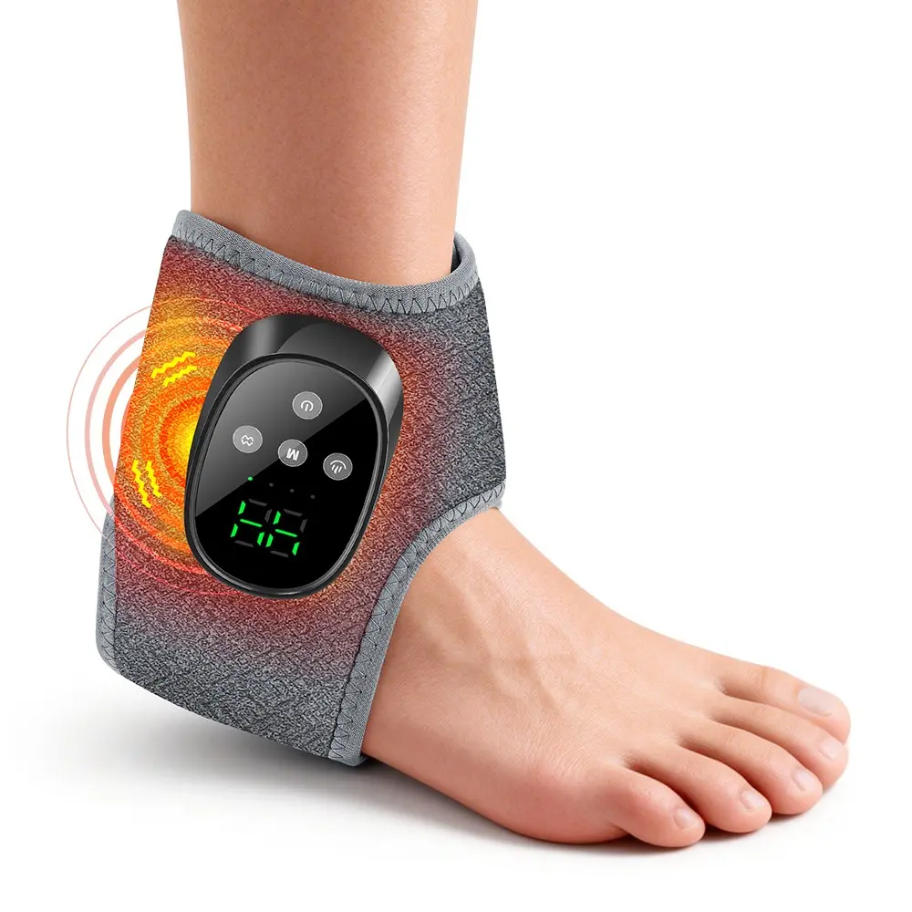 Ankle Vibration Massager with 4 Heat Levels 4 Vibration Modes 3-in-1 Heating Vibration Support Rechargeable Cordless Universal for Left Right Foot Festival Gift Foot Massagers