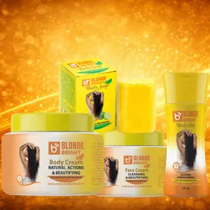 BLONDEBRIGHT Body Cream, Face Cream, Oil & Lemon Soap 4-Piece Beauty Set