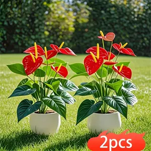 2 Realistic Artificial Christmas Cactus Plants with Flowers and Leaves, Indoor Outdoor Decor for Weddings, Gardens, Homes, Holidays